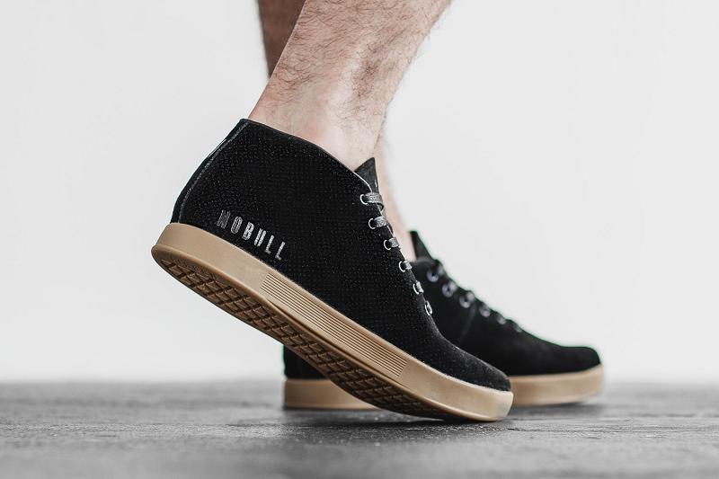 Nobull Dark Gum Suede Mid Men's Trainers Black | USA X1355Y